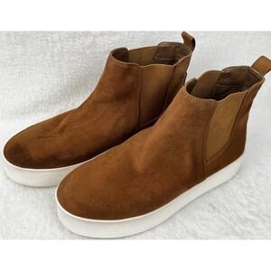 Steve Madden‎ Bootie Womens 8.5M Chestnut Fuse Faux Suede Leather Platform Ankle